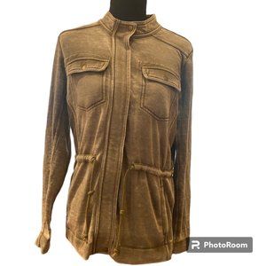 Lucky Brand Utility Jacket Women Small Green Military Style Full Zip S